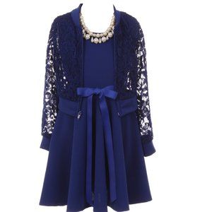 Girls Dress Set 2 Pieces Jacket Rhinestones Belt Flower Girl Dress Clothing Set